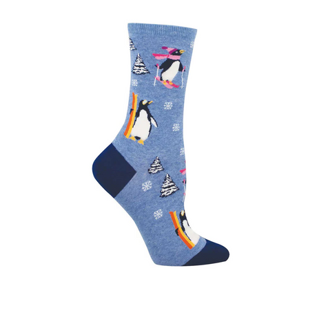 SockSmith Downhill Penguins Crew Sock (Women) - Blue Heather Accessories - Socks - Lifestyle - The Heel Shoe Fitters
