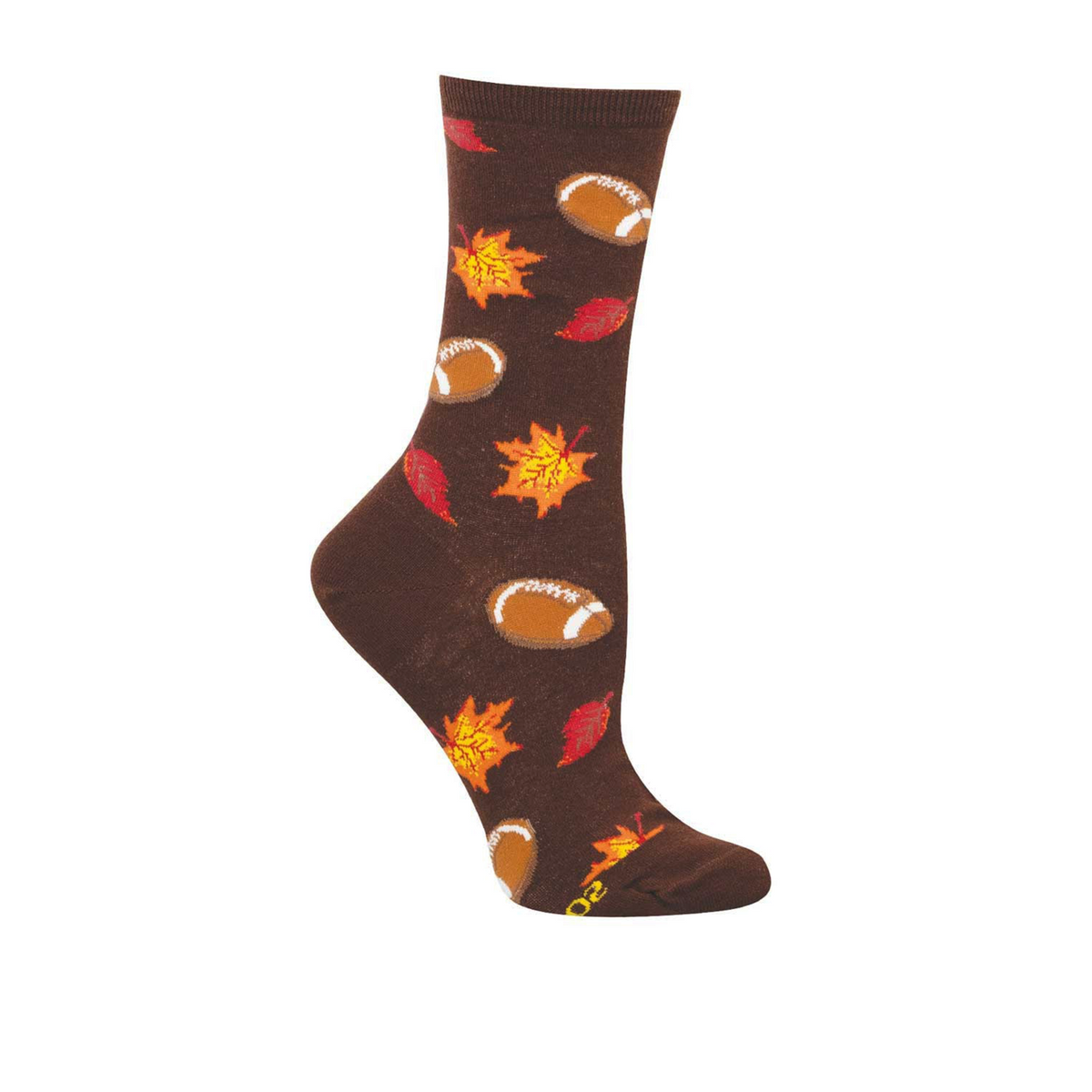 SockSmith Falling for Football Crew Sock (Women) - Brown