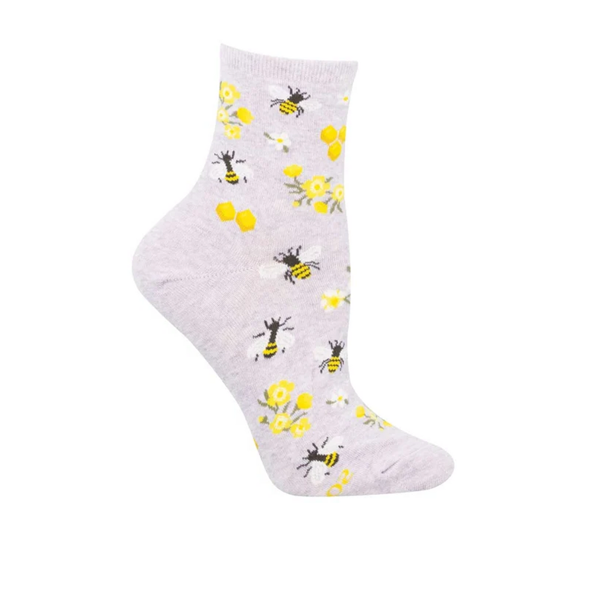 SockSmith Honey Bee Floral Mini Crew Sock (Women) - Purple Heather