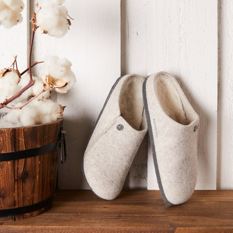 Birkenstock Zermatt Narrow Slipper (Women) - Eggshell Wool/Natural Shearling Dress-Casual - Slippers - The Heel Shoe Fitters