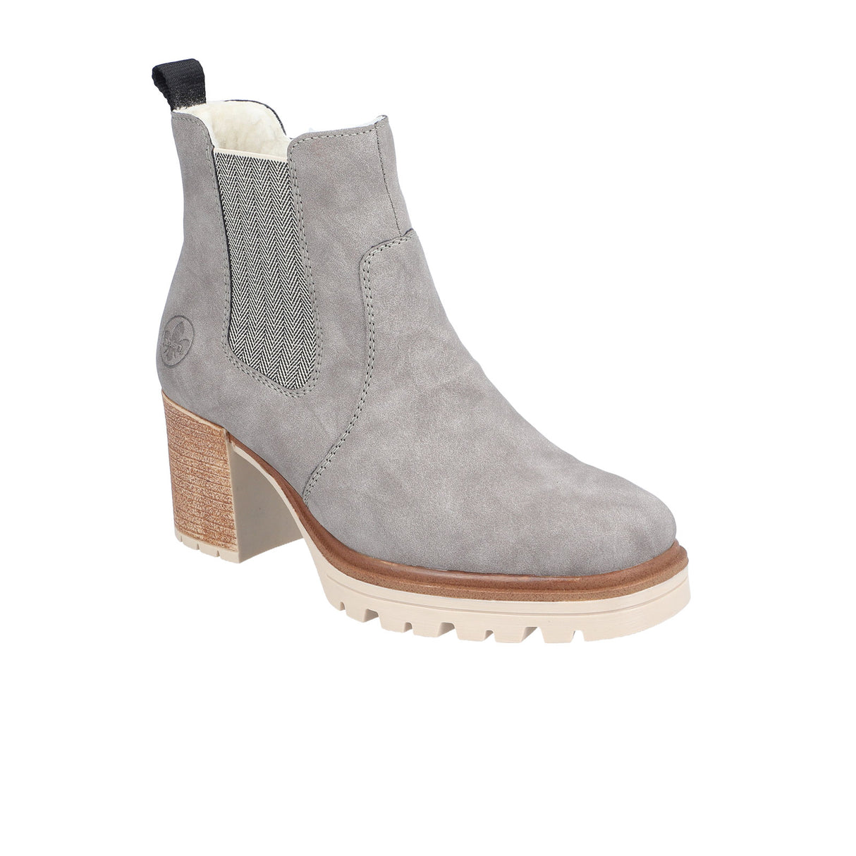Rieker Sandra Y9071 Heeled Chelsea Boot (Women) - Grey/Leinen Boots - Fashion - Chelsea Boot - The Heel Shoe Fitters