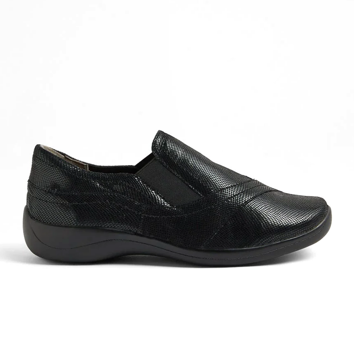 Ziera Java XF Slip On (Women) - Black Lizard Shine Leather Dress-Casual - Slip On - The Heel Shoe Fitters