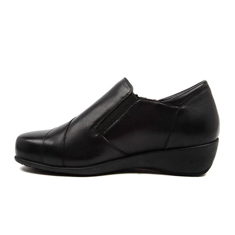 Ziera Sage Extra Wide Slip On (Women) - Black Leather Dress-Casual - Slip Ons - The Heel Shoe Fitters