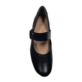 Ziera Candy Wide Heeled Mary Jane (Women) - Black Leather Dress-Casual - Flat - The Heel Shoe Fitters