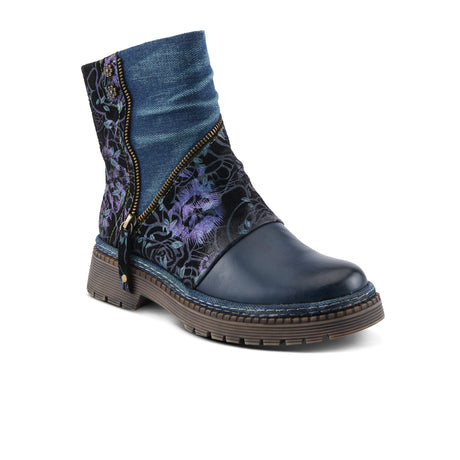 L'Artiste Avrilrose Ankle Boot (Women) - Navy Multi Boots - Casual - Ankle - The Heel Shoe Fitters