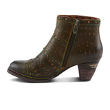 L'Artiste Niobe Heeled Ankle Boot (Women) - Olive Multi Boots - Casual - Mid - The Heel Shoe Fitters