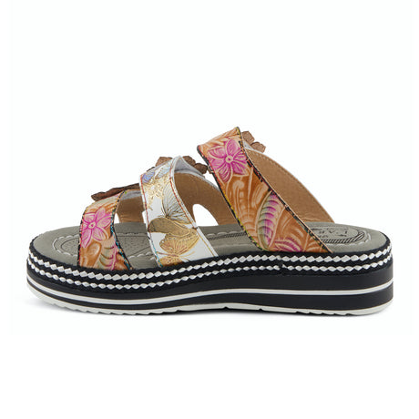 L'Artiste Naomi Monarch Platform Sandal (Women) - Tan Multi Sandals - Slide - The Heel Shoe Fitters