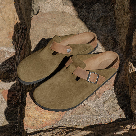 Birkenstock Boston Clog (Men) - Thyme Oiled Leather/Suede Dress-Casual - Clogs & Mules - The Heel Shoe Fitters