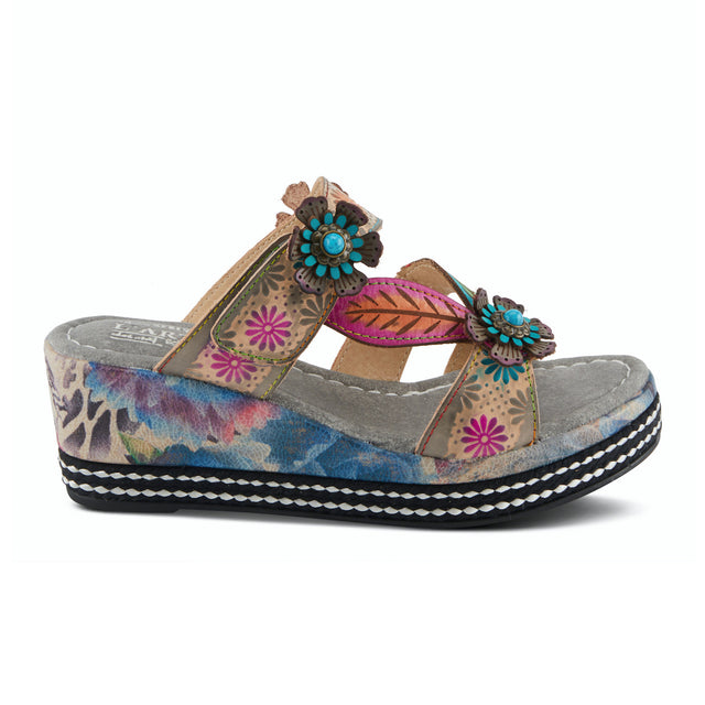 L'Artiste Coastal Wedge Sandal (Women) - Navy Multi Sandals - Heel/Wedge - The Heel Shoe Fitters