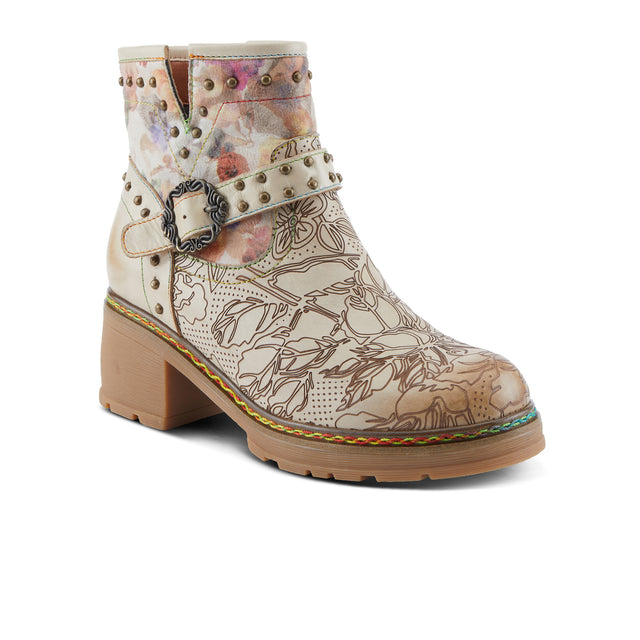 L'Artiste Branchout Ankle Boot (Women) - Beige Multi Boots - Casual - Mid - The Heel Shoe Fitters