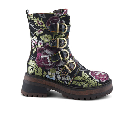 L'Artiste Haruko Combat Boot (Women) - Black Multi Boots - Casual - Mid - The Heel Shoe Fitters