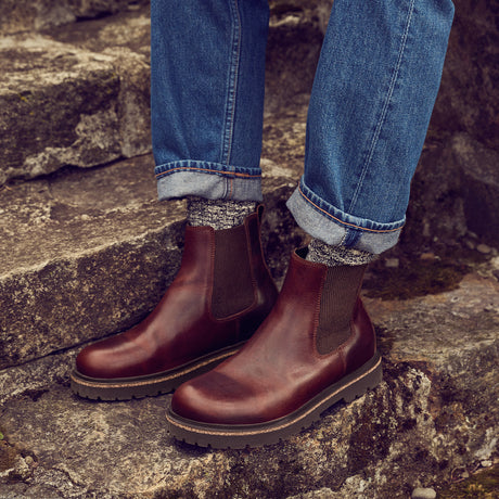 Birkenstock Highwood Deep Blue Chelsea Boot (Men) - Chocolate Leather Boots - Casual - Low - The Heel Shoe Fitters