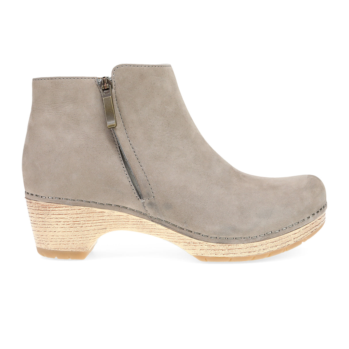 Dansko Lizanne Heeled Ankle Boot (Women) - Taupe Milled Nubuck Boots - Casual - Low - The Heel Shoe Fitters