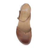 Dansko Rowan Backstrap Sandal (Women) - Tan Waxy Burnished Dress Casual - Flat - The Heel Shoe Fitters