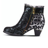 L'Artiste Dessa Heeled Ankle Boot (Women) - Black Multi Boots - Casual - Mid - The Heel Shoe Fitters