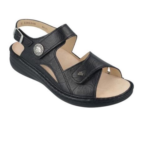 Finn Comfort Barbuda Backstrap Sandal (Women) - Black Arabesque Sandals - Backstrap - The Heel Shoe Fitters