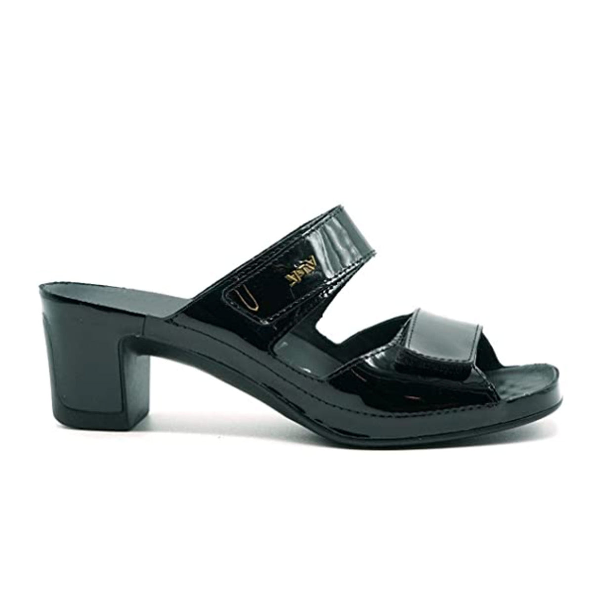 Vital Joy (Women) - Black Patent Sandals - Heel/Wedge - The Heel Shoe Fitters