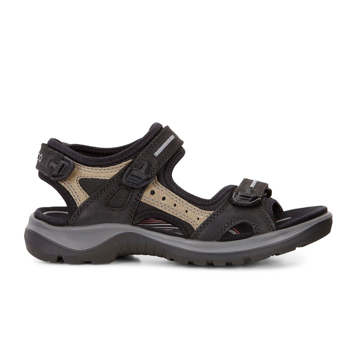 ECCO Yucatan Active Sandal (Women) - Black/Mole/Black Sandals - Active - The Heel Shoe Fitters