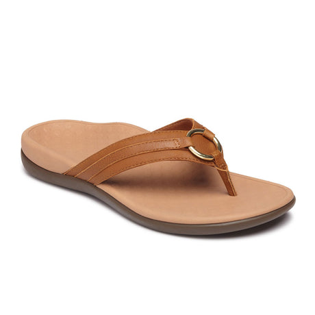 Vionic Aloe (Women) - Mocha Nappa Leather Sandals - Thong - The Heel Shoe Fitters