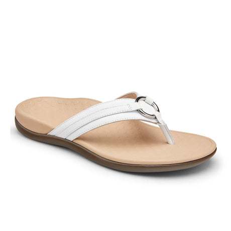 Vionic Aloe (Women) - White Leather Sandals - Thong - The Heel Shoe Fitters