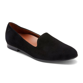 Vionic Willa Slip On Loafer (Women) - Black Suede Dress-Casual - Flat - The Heel Shoe Fitters