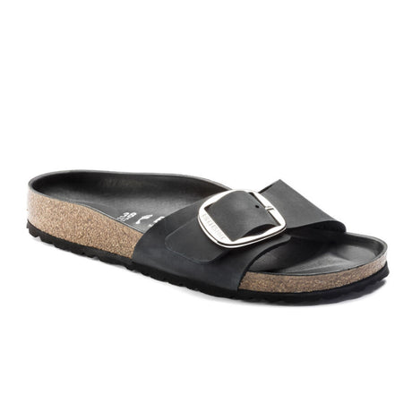 Birkenstock Madrid Big Buckle Narrow (Women) - Black Leather Sandals - Slide - The Heel Shoe Fitters