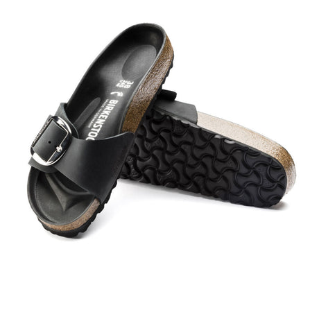 Birkenstock Madrid Big Buckle Slide Sandal (Women) - Black Leather Sandals - Slide - The Heel Shoe Fitters