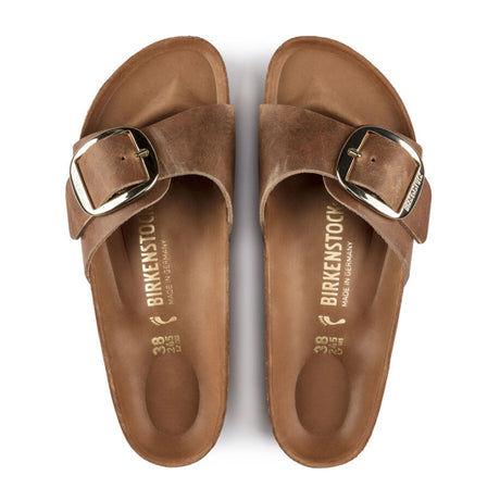Birkenstock Madrid Big Buckle Narrow (Women) - Cognac Leather Sandals - Slide - The Heel Shoe Fitters