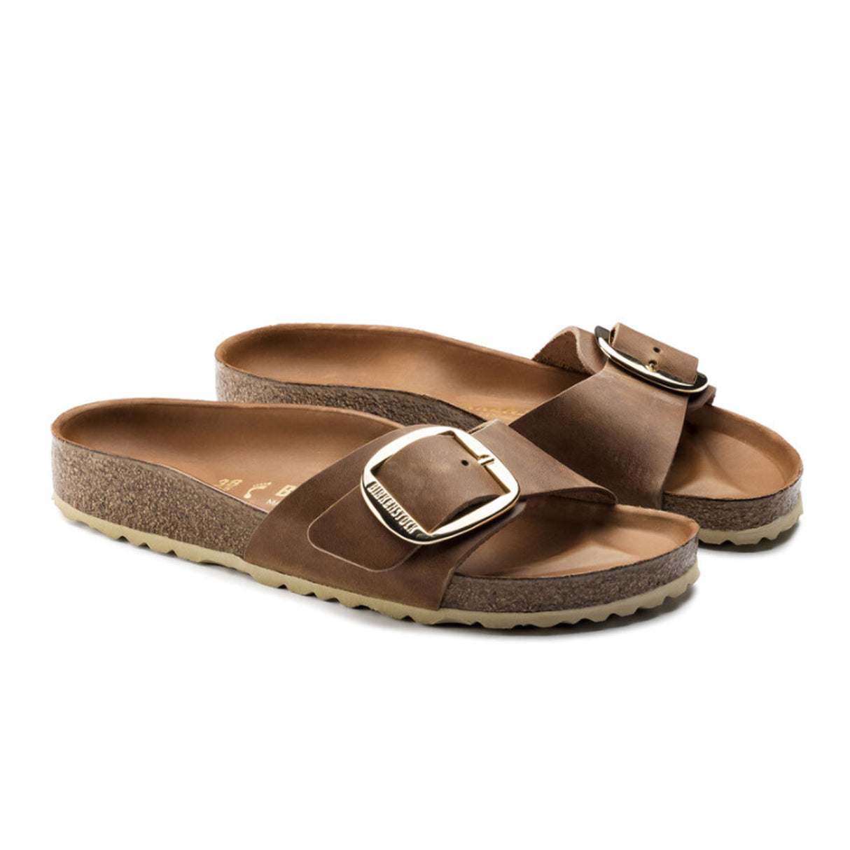 Birkenstock Madrid Big Buckle Narrow Slide Sandal (Women) - Cognac Leather Sandals - Slide - The Heel Shoe Fitters