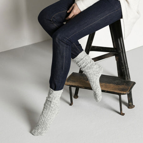 Birkenstock Cotton Slub Crew Sock (Women) - Gray/White Accessories - Socks - Lifestyle - The Heel Shoe Fitters