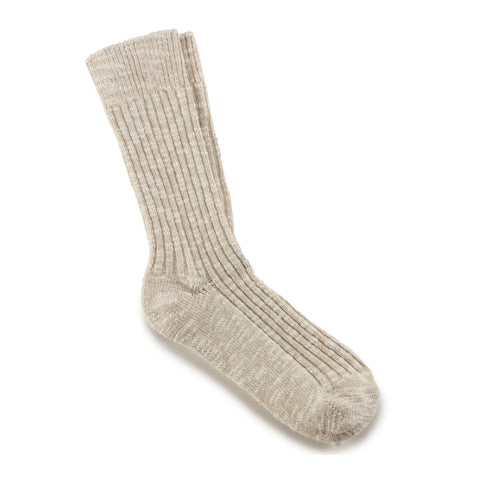 Birkenstock Cotton Slub Crew Sock (Women) - Beige/White Accessories - Socks - Lifestyle - The Heel Shoe Fitters