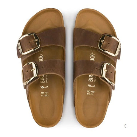 Birkenstock Arizona Big Buckle Narrow (Women) - Cognac Oiled Leather Sandals - Slide - The Heel Shoe Fitters