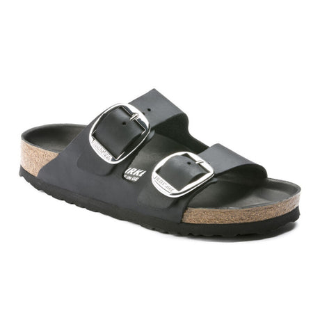 Birkenstock Arizona Big Buckle (Women) - Black Oiled Leather Sandals - Slide - The Heel Shoe Fitters