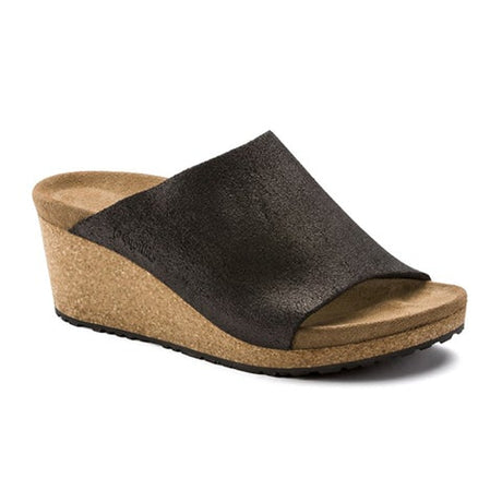 Birkenstock Namica Wedge Sandal (Women) - Washed Metallic Antique Black Sandals - Heel/Wedge - The Heel Shoe Fitters