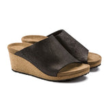 Birkenstock Namica Wedge Sandal (Women) - Washed Metallic Antique Black Sandals - Heel/Wedge - The Heel Shoe Fitters