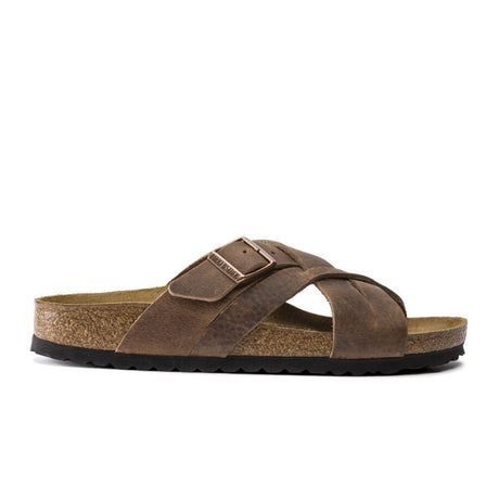 Birkenstock Lugano Slide Sandal (Unisex) - Camberra Tobacco Oiled Leather Sandals - Slide - The Heel Shoe Fitters