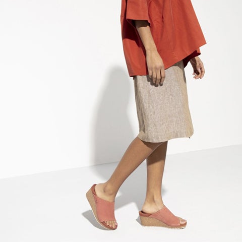 Birkenstock Namica Rivets Wedge Sandal (Women) - Earth Red Leather â The Heel Shoe Fitters