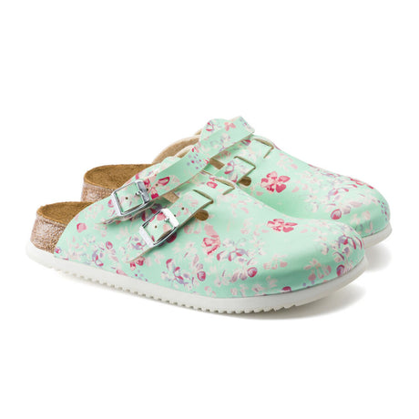 Birkenstock Kay Super Grip Clog (Women) - Flower Mint Birko-Flor Dress-Casual - Clogs & Mules - The Heel Shoe Fitters