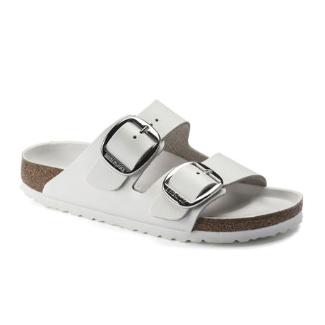 Birkenstock Arizona Big Buckle Slide Sandal (Women) - White Smooth Leather Sandals - Slide - The Heel Shoe Fitters