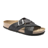 Birkenstock Lugano (Unisex) - Camberra Black Oiled Leather Sandals - Slide - The Heel Shoe Fitters