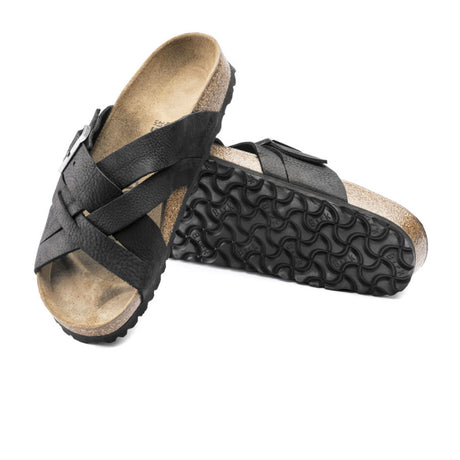 Birkenstock Lugano Slide Sandal (Unisex) - Camberra Black Oiled Leather Sandals - Slide - The Heel Shoe Fitters