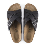 Birkenstock Lugano (Unisex) - Camberra Black Oiled Leather Sandals - Slide - The Heel Shoe Fitters