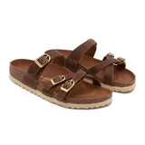 Birkenstock Franca Hex Narrow Slide Sandal (Women) - Cognac Oiled Leather Sandals - Slide - The Heel Shoe Fitters