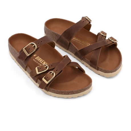 Birkenstock Franca Hex Narrow Slide Sandal (Women) - Cognac Oiled Leather Sandals - Slide - The Heel Shoe Fitters