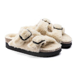 Birkenstock Arizona Big Buckle Sandal (Women) - Teddy Eggshell Shearling Sandals - Slide - The Heel Shoe Fitters