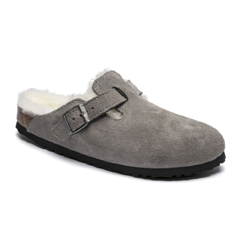 Birkenstock Boston Shearling Narrow Clog (Women) - Stone Coin/Natural Dress-Casual - Clogs & Mules - The Heel Shoe Fitters