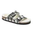 Birkenstock Arizona Wool Narrow Slide Sandal (Women) - Plaid White/Natural Sandals - Slide - The Heel Shoe Fitters