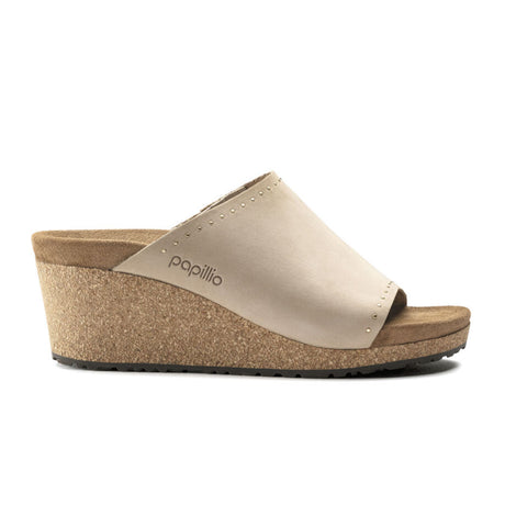 Birkenstock Namica Rivets Wedge Sandal (Women) - Sandcastle Nubuck Sandals - Heel/Wedge - The Heel Shoe Fitters