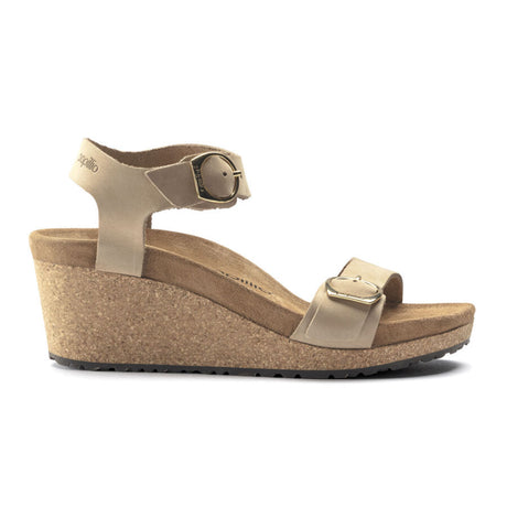 Birkenstock Soley Ring-Buckle Wedge Sandal (Women) - Sandcastle Leather Sandals - Heel/Wedge - The Heel Shoe Fitters