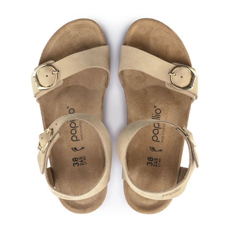 Birkenstock Soley Ring-Buckle Wedge Sandal (Women) - Sandcastle Leather Sandals - Heel/Wedge - The Heel Shoe Fitters